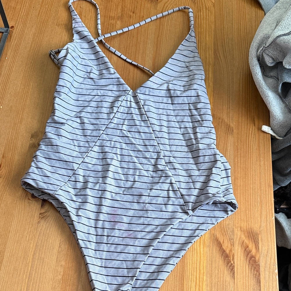 Rip Curl Low back striped swimsuit, high cut leg